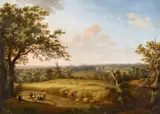 Ludwig Philipp Strack, Landscape near Lake Plön, Oil on canvas, mounted on hardboard
