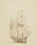 Friedrich Nerly, A Sailing Ship on the Water
