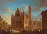 Woldemar Hermann, Procession to Siena Cathedral, Oil on canvas