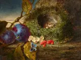 William Henry Ward, Still Life with a Bird's Nest, Quinces, White Currants, Rose Hips, and an Adonis Blue (Polyommatus Bellargus), Oil on canvas