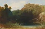 Carl Spitzweg, A Pond in the Forest, Watercolour on paper