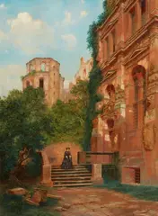 Edward Allen Schmidt, A Rambler by Heidelberg Palace, Watercolour on paper