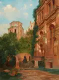 Edward Allen Schmidt, A Rambler by Heidelberg Palace, Watercolour on paper