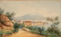 View of Riva del Garda by Charles William Meredith van de Velde, Watercolour, sold Nov 2018