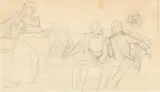 Adolph von Menzel, A Soiree with Officers, Pencil on paper