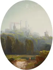 Peter Conrad Schreiber, Landscape with a Castle, Gouache on wove paper