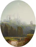 Peter Conrad Schreiber, Landscape with a Castle, Gouache on wove paper