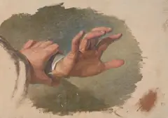 attributed to Pierre Andrieu, Studies of Hands, Gouache on wove paper