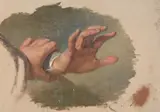 attributed to Pierre Andrieu, Studies of Hands, Gouache on wove paper