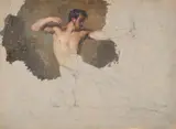 attributed to Pierre Andrieu, A Nude Warrior, Gouache on wove paper