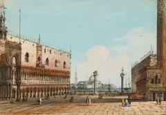 Carlo Grubacs, View of the Piazzetta di San Marco with the Doge's Palace, Gouache on laid paper