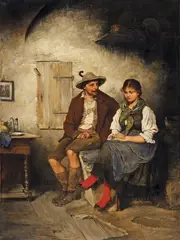 Matthias Schmid, The Courtship, Oil on canvas