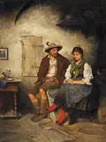 Matthias Schmid, The Courtship, Oil on canvas