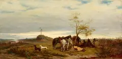 Ludwig Gedlek, Landscape with Hussars at Rest, Oil on panel