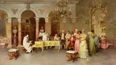 Francesco Beda, The Favorite's Arrival, Oil on canvas (relined)