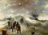 Steam Ship by a Harbour in Rough Seas by Andreas Achenbach, Oil on canvas, offered Nov 2018