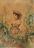 Anton Romako, Young Roman Lady in a Garden