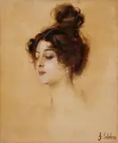 Franz von Lenbach, Portrait of a Young Woman, Pencil, watercolour, and oils on paper