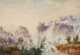 attributed to Edward Theodore Compton, Two Landscapes near Tivoli, Watercolour on laid paper