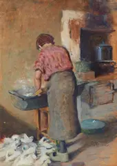 Gotthardt Kuehl, The Washerwoman, Chalk and ink on paper