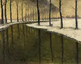 Winter on the Erft by Max Clarenbach, Oil on canvas, sold Nov 2018