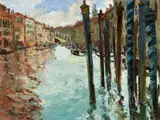 Louis Abel-Truchet, View of the Grand Canal with the Rialto Bridge, Oil on canvas (relined)