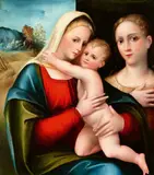 called Giulio Francia Giulio Raibolini, The Virgin and Child with a Donor, Oil on panel
