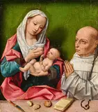 Flemish School circa 1510 & 1530, The Virgin and Child with Saint Bernard, Oil on panel
