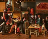 Brothel Scene by attributed to Master of the Brunswick Monogram, Oil on panel, sold Nov 2018