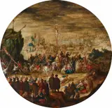 German School circa 1600, Golgatha, Oil on panel