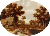 Flemish School circa 1600, Abraham and the Three Angels Tobias and the Angel Visiting Tobit, Oil on panel. Each