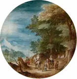 Jan Brueghel the Elder, Forest Landscape with Men at Rest, Oil on panel