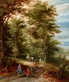 Landscape with the Flight into Egypt by Jan Brueghel the Younger, Oil on copper, sold Nov 2018