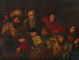 attributed to Jan Woutersz Stap, The Tax Collector, Oil on canvas (relined)