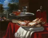 Pietro Francesco Cittadini, Still Life with Sweetmeats and Glasses in a Landscape, Oil on canvas (relined)