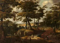 Jan Looten, Wooded Water Landscape with Figures, Oil on canvas (relined)