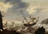 Jacob Adriaensz Bellevois, Stormy Seas, Oil on panel (parquetted)