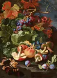Christian Berentz, Still Life with Fruit and Flowers Still Life with Fruit and Mushrooms, Oil on canvas (relined)