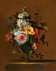 Gilles Dutillieu, Flowers in a Glass Vase, Oil on canvas (relined)