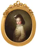 French School 18th century, Boy in a Pierrot Costume with a Grey Felt Hat