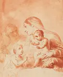 Bolognese School 17th century, The Holy Family, Red chalk and graphite on paper