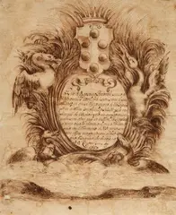 attributed to Stefano della Bella, A Dedication Page for Grand Duke Ferdinando II de´ Medici, Pen and brown ink