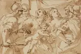 Giovanni Raffaele Badaracco, Moses with Pharoah's Crown, Brown ink on paper
