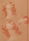 French School 18th century, Two Studies of Female Heads, one Bust