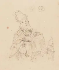 Anton Kern, Study of a Bishop, Pencil on paper