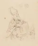 Anton Kern, Study of a Bishop, Pencil on paper