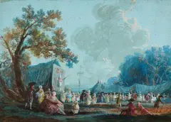 Monogrammist G. H., Two Outdoor Celebration Scenes, Gouache on paper