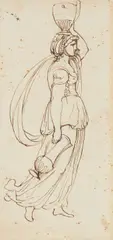 Andrea Appiani, A Lady Carrying Water, Brown ink on laid paper