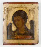 Ikone mit der Darstellung des Erzengels Gabriel by Russischer Meister wohl 17. Jh., Tempera auf Holz, freigelegter Weißgrund, offered Sep 2018
