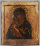 Ikone mit der Gottesmutter von Vladimir by Russia Ende 17. Jahrhundert, Tempera auf Holz, sold Sep 2018